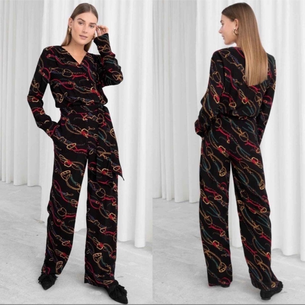 & OTHER STORIES. Paris Atelier. Equestrian Print Wrap Jumpsuit